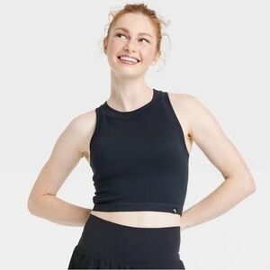 New JoyLab Women's Ribbed Seamless Support Tank Top size L black